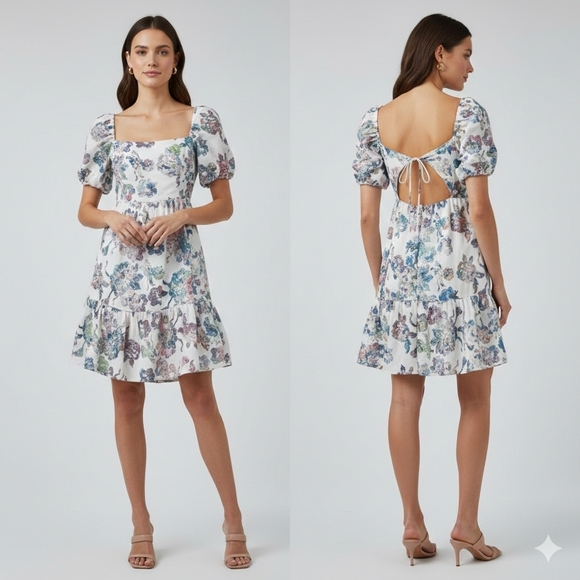 Park + Fifth Dresses & Skirts - Park + Fifth Womens Wedding Guest White Embroidered Floral Mini Dress Size Small